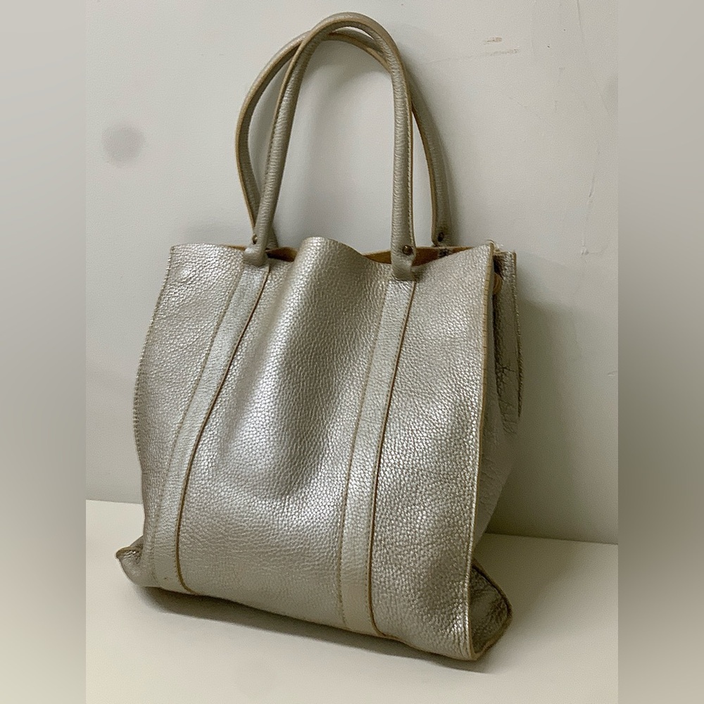 Borge Garveri for J.Crew Soft Metallic Pebbled Leather Tote Bag